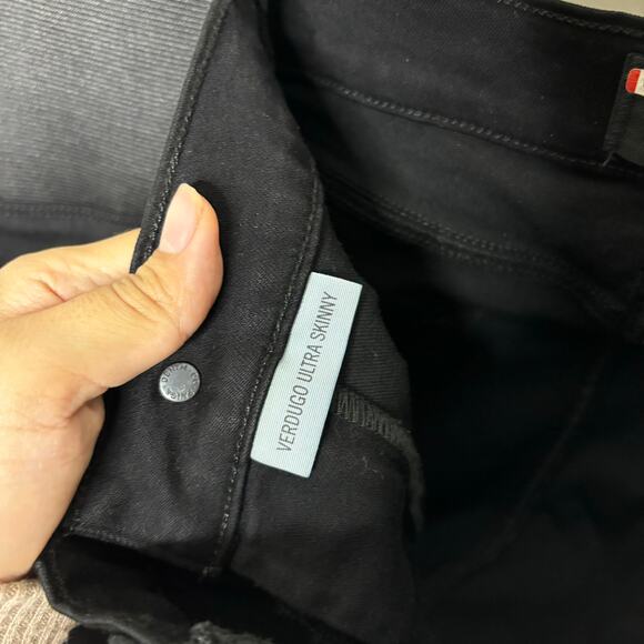 PAIGE Maternity Black Shadow Side Panel Stretch Ultra Skinny Jeans Pants 34" 16 - Picture 6 of 14